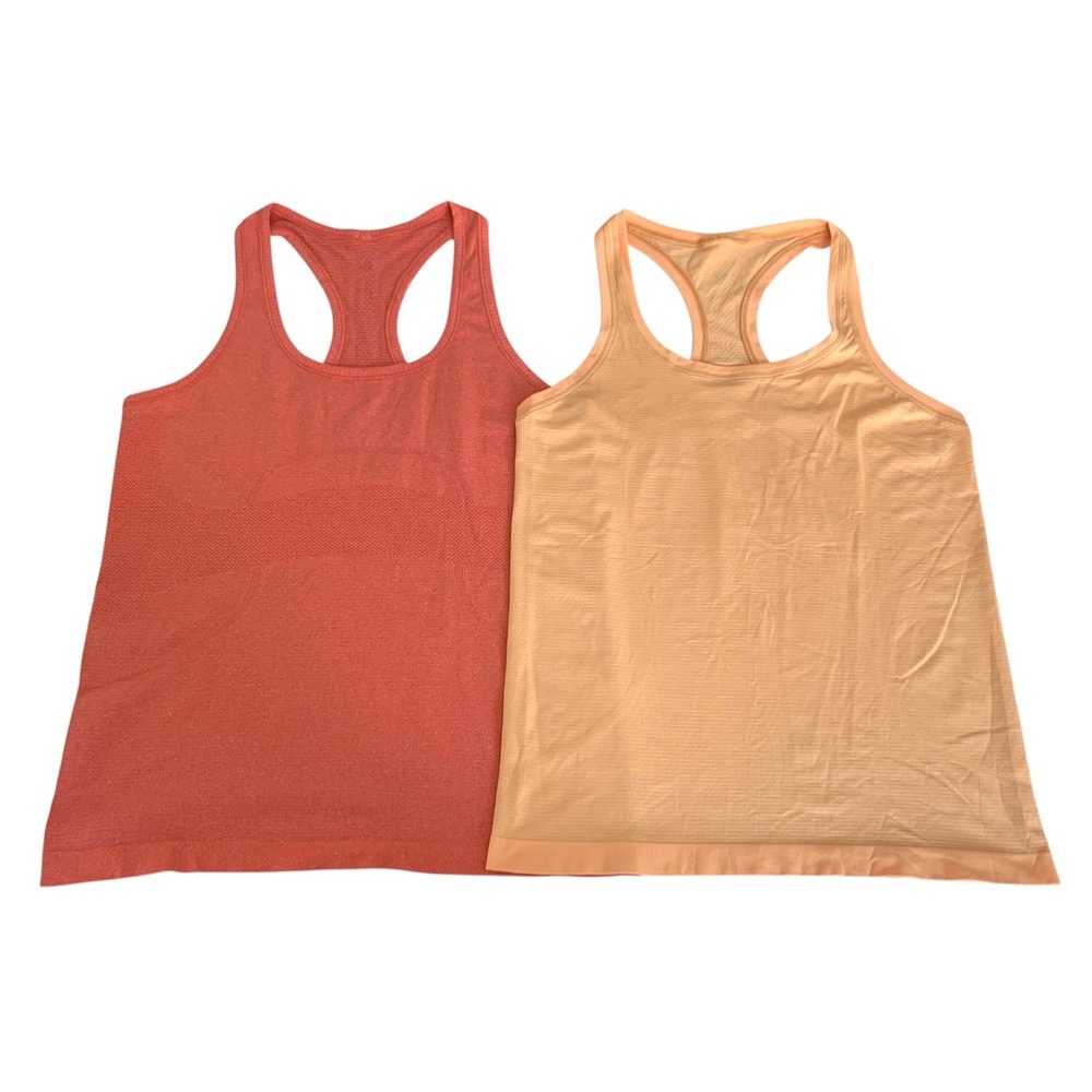 Lululemon Swiftly Tech Racerback Tank Bundle Women 10 Orange Coral Athletic Run